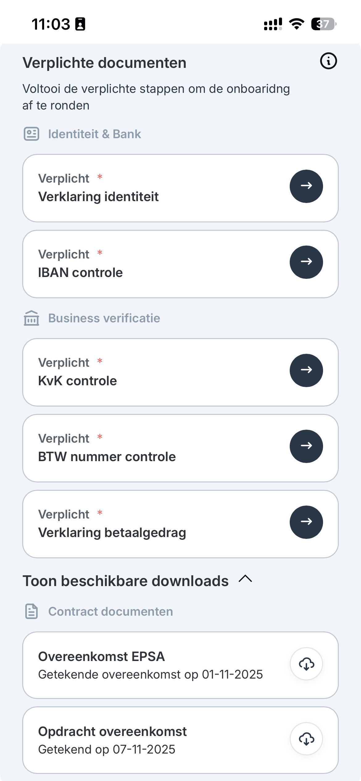 EPSA Connect onboarding op mobiel